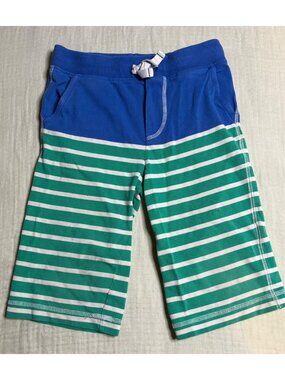 Mini Boden Boys Blue & Green Striped Baggies Shorts 7Y Cotton Blend